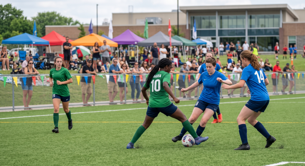 soccer tournament in Durham Region, Ontario, with players