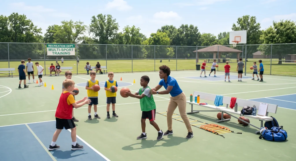 Fitness and conditioning session for young athletes