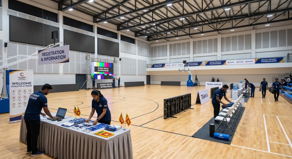 Indoor sports event setup