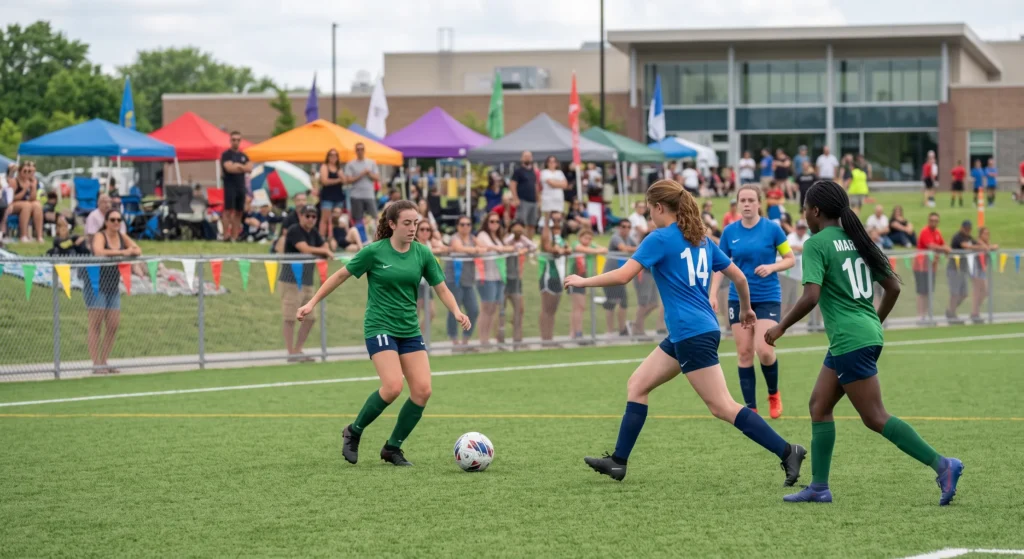 soccer tournament in Durham Region, Ontario, with players